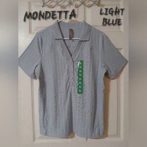 Women's light blue classic style polo shirt